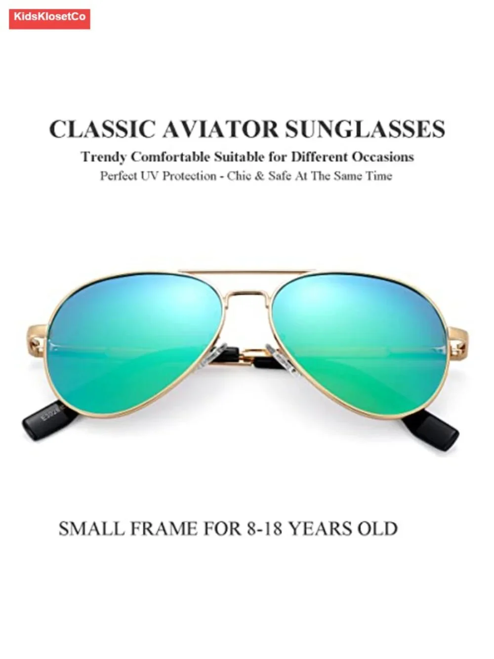 Kids Polarized Aviator Sunglasses 50mm 52mm UV400 Protection Metal Frame